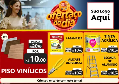 Modelo de Encarte para Encarte A4 Horizontal com o tema Ofertaço Do Dia para Material para Construção