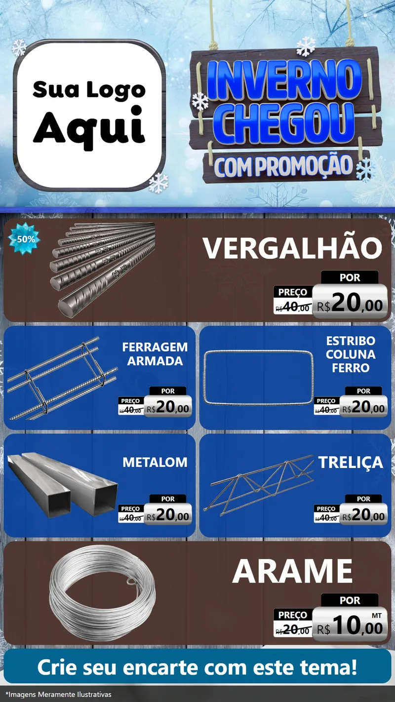Modelo de TV para TV Vertical com o tema Inverno Chegou Com Promoção para Ferragens