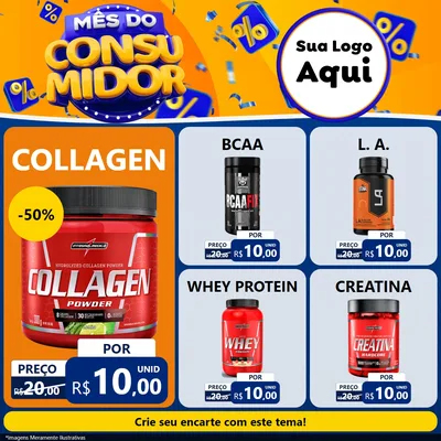 Modelo de Rede Social para Feed Facebook com o tema Mês do Consumidor para Suplementos alimentares