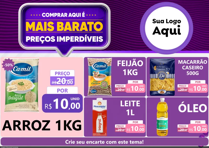 Modelo de Encarte para Encarte A4 Horizontal com o tema Mais Barato para Supermercado