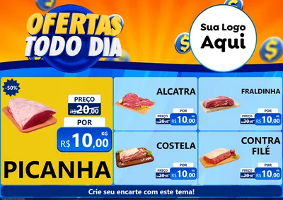 Modelo de Encarte para Encarte A4 Horizontal com o tema Ofertas Todo Dia para Açougue