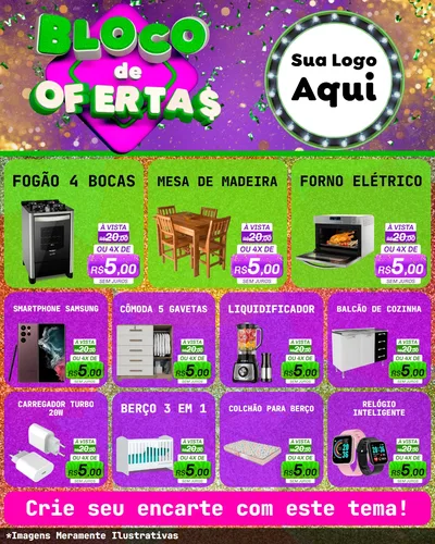 Modelo de Rede Social para Feed Instagram com o tema Bloco de Ofertas para Móveis e Eletro