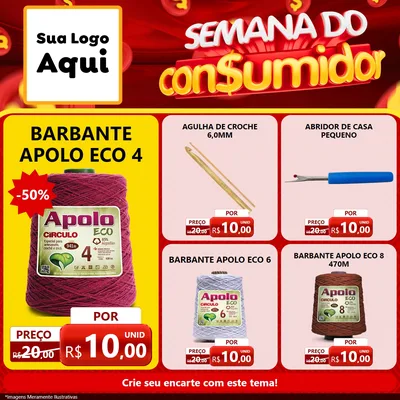 Modelo de Rede Social para Feed Facebook com o tema Semana do Consumidor para Armarinho e Aviamentos