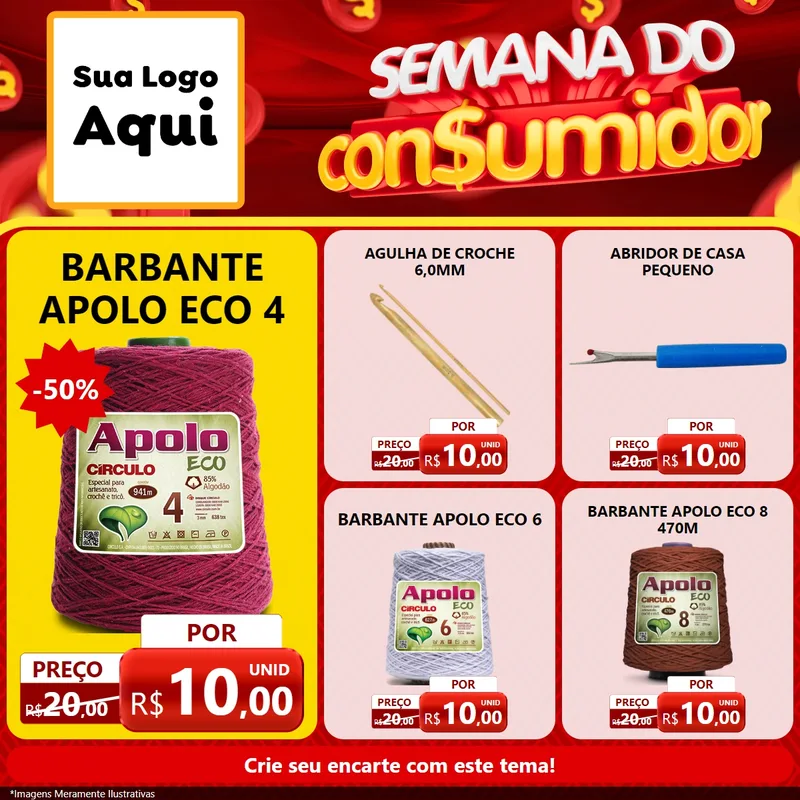 Modelo de Rede Social para Feed Facebook com o tema Semana do Consumidor para Armarinho e Aviamentos