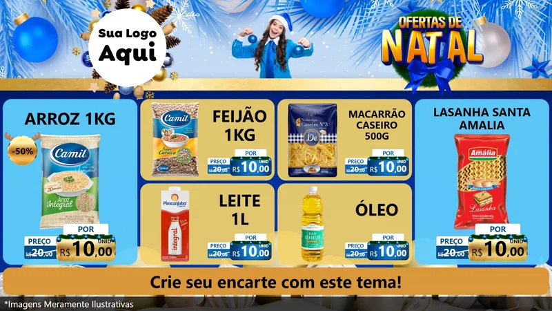Modelo de TV para TV Horizontal com o tema Ofertas de Natal para Supermercado