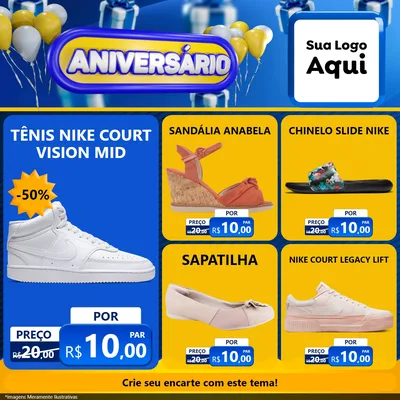 Modelo de Rede Social para Feed Facebook com o tema Aniversário para Calçados