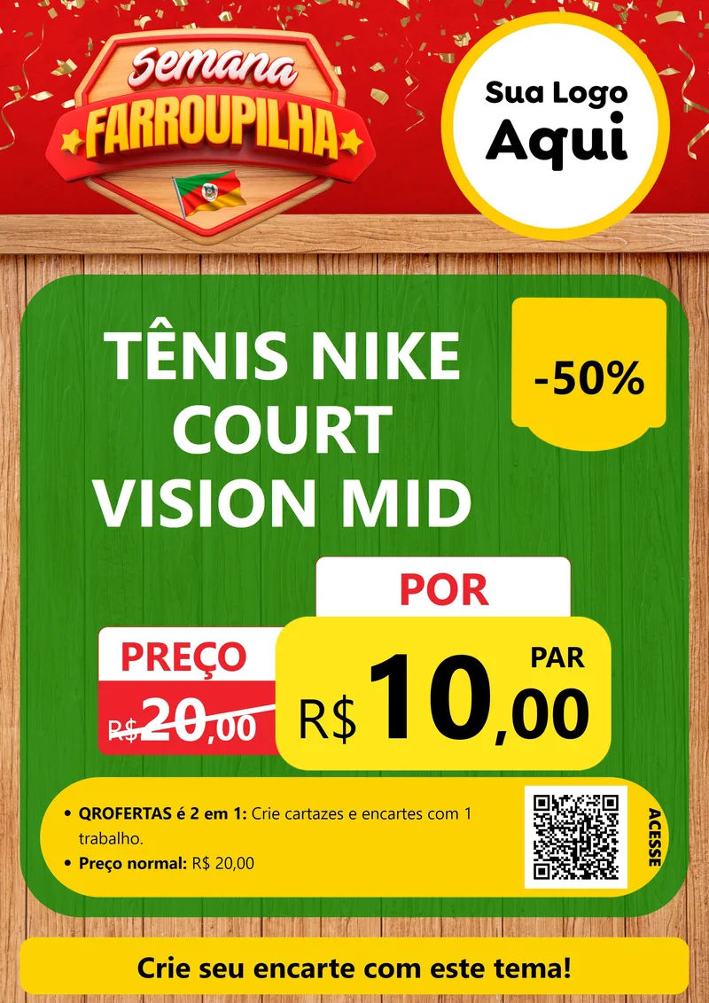 Modelo de Cartaz para Cartaz A4 Vertical com o tema Semana Farroupilha para Calçados