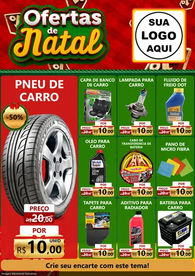 Modelo de Encarte para Encarte A4 Vertical com o tema Ofertas de Natal para Auto peças