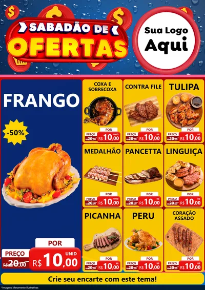 Modelo de Encarte para Encarte A4 Vertical com o tema Sabadão de Ofertas para Assados
