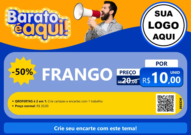 Modelo de Cartaz para Cartaz A4 Horizontal com o tema Barato é aqui para Assados