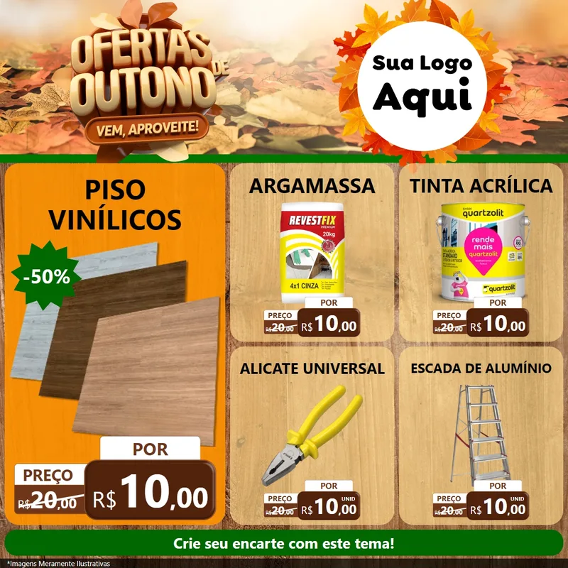 Modelo de Rede Social para Feed Facebook com o tema Ofertas de Outono - Vem, Aproveite! para Material para Construção