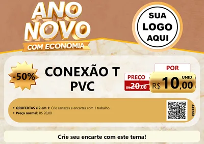 Modelo de Cartaz para Cartaz A4 Horizontal com o tema Ano Novo Com Economia para Tubos e conexões