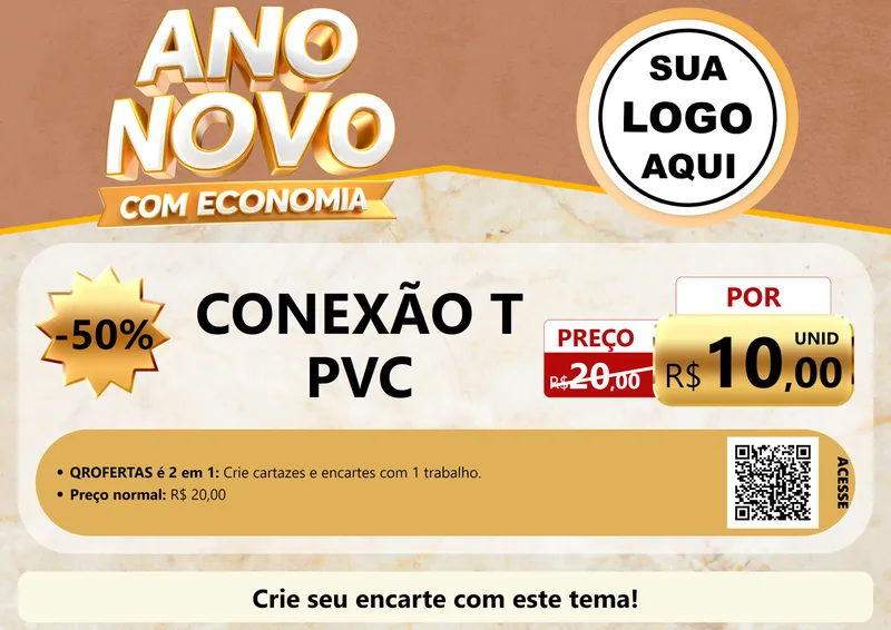 Modelo de Cartaz para Cartaz A4 Horizontal com o tema Ano Novo Com Economia para Tubos e conexões