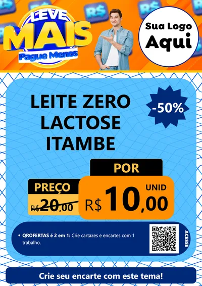 Modelo de Cartaz para Cartaz A4 Vertical com o tema Leve Mais, Pague Menos para Frios e Laticínios