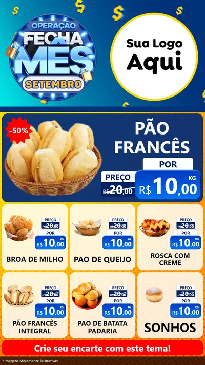 Modelo de Rede Social para Stories com o tema Operação Fecha Mês Setembro para Padaria