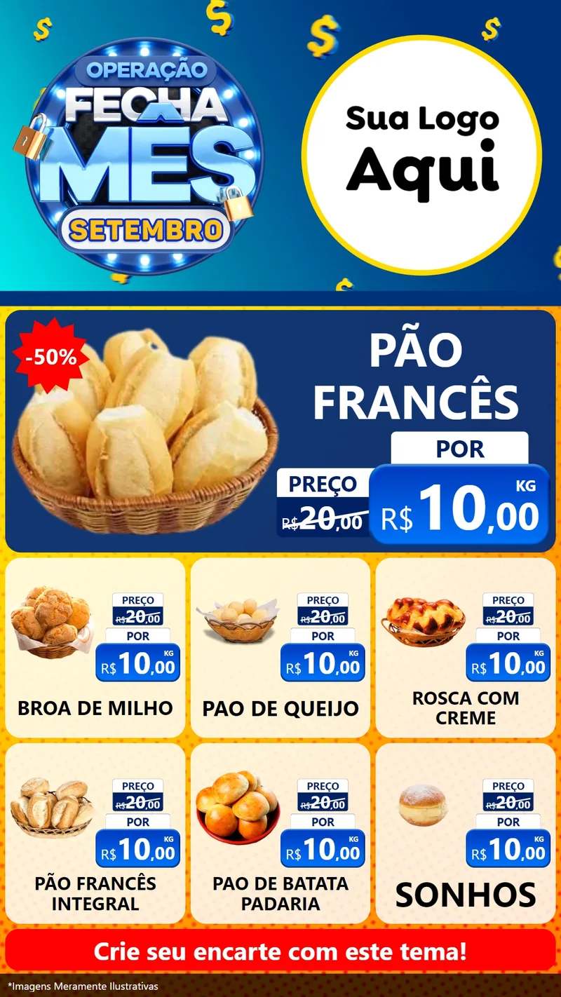 Modelo de Rede Social para Stories com o tema Operação Fecha Mês Setembro para Padaria