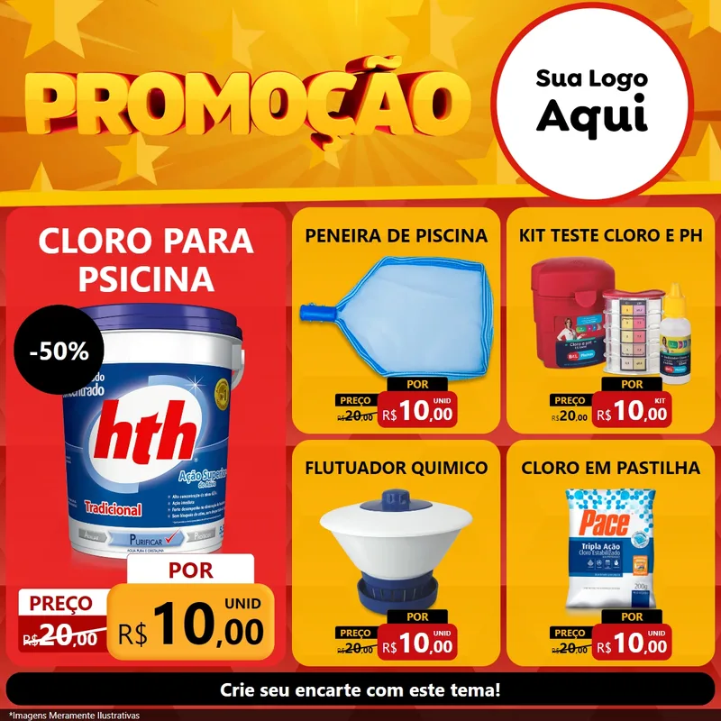 Modelo de Rede Social para Feed Facebook com o tema Promoção para Produtos para Piscina