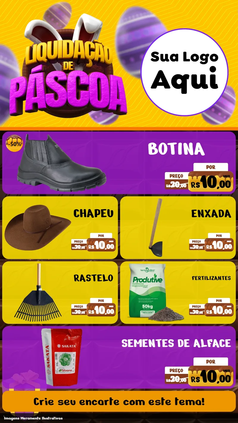 Modelo de TV para TV Vertical com o tema Liquidação de Páscoa para Agropecuária