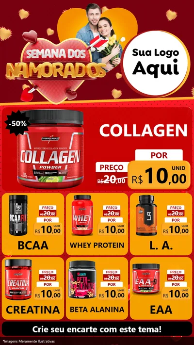 Modelo de Rede Social para Stories com o tema Semana dos Namorados para Suplementos alimentares