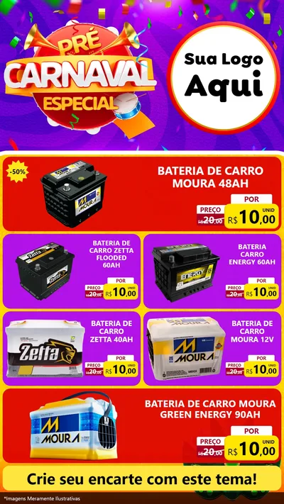 Modelo de TV para TV Vertical com o tema Pré-Carnaval Especial para Baterias Elétricas