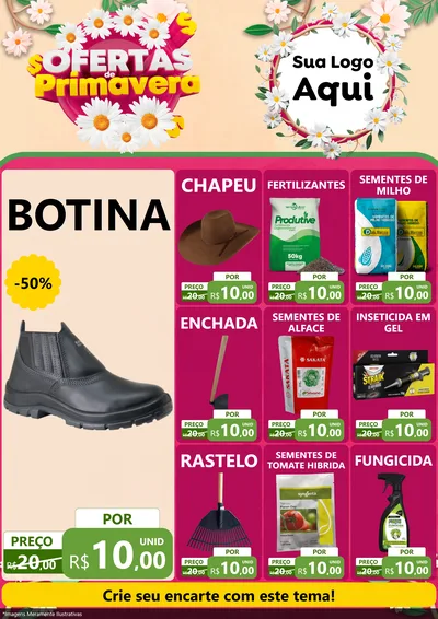 Modelo de Encarte para Encarte A4 Vertical com o tema Ofertas de Primavera para Agropecuária