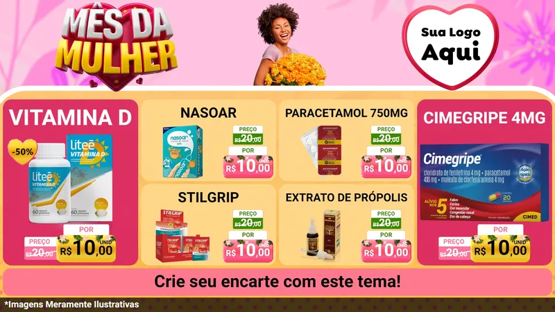 Modelo de TV para TV Horizontal com o tema Mês da Mulher para Farmácia