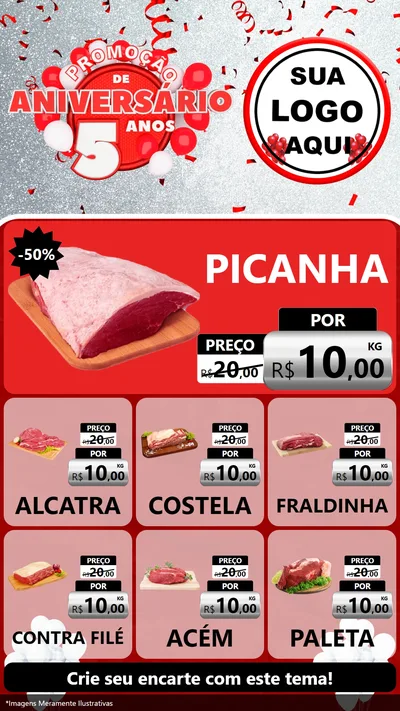 Modelo de Rede Social para Stories com o tema Promoção de Aniversário - 5 Anos para Açougue