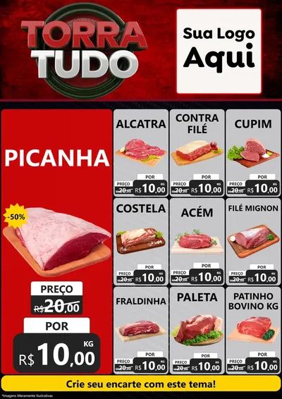 Modelo de Encarte para Encarte A4 Vertical com o tema Torra Tudo para Açougue