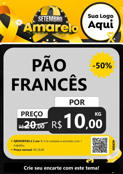 Modelo de Cartaz para Cartaz A4 Vertical com o tema Setembro Amarelo para Padaria