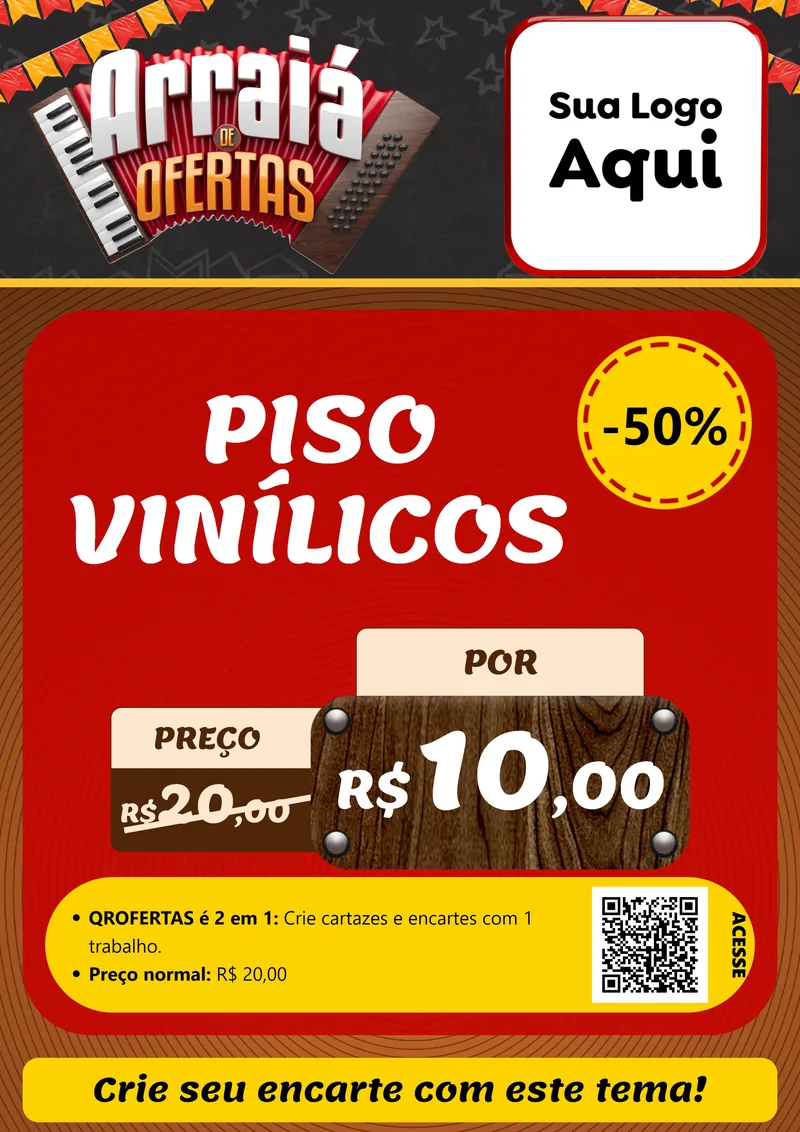 Modelo de Cartaz para Cartaz A4 Vertical com o tema Arraiá de Ofertas - Junina para Material para Construção