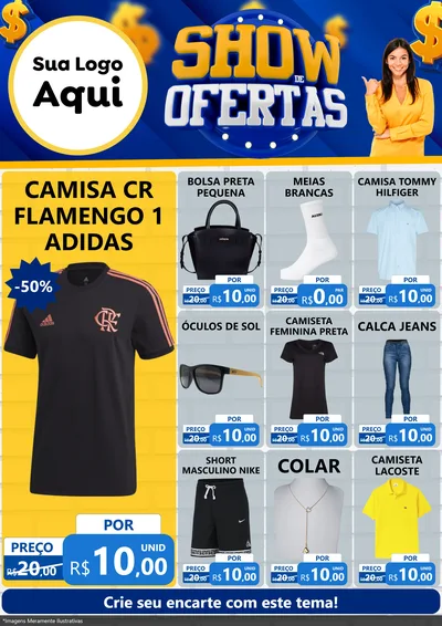 Modelo de Encarte para Encarte A4 Vertical com o tema Show de Ofertas para Roupas e acessórios