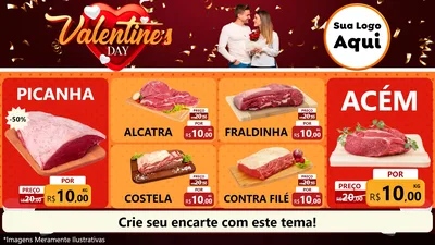 Modelo de TV para TV Horizontal com o tema Valentine's Day para Açougue