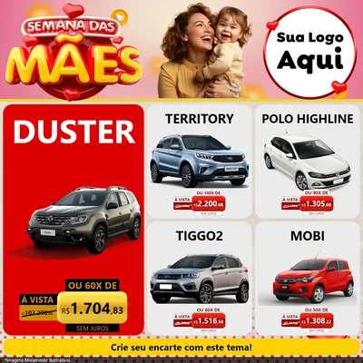 Modelo de Rede Social para Feed Facebook com o tema Semana das Mães para Concessionaria de Carros