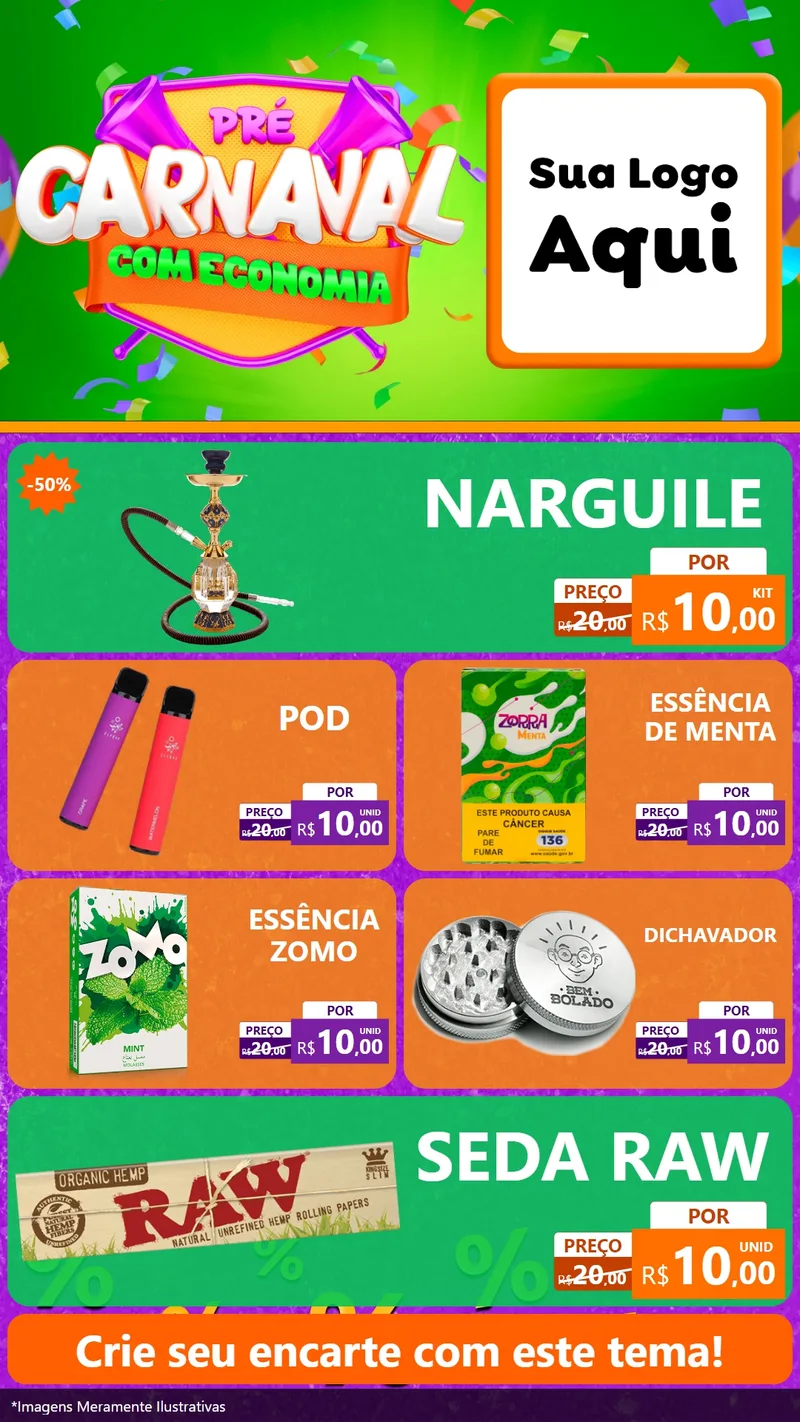 Modelo de TV para TV Vertical com o tema Pré-Carnaval Com Economia para Tabacaria