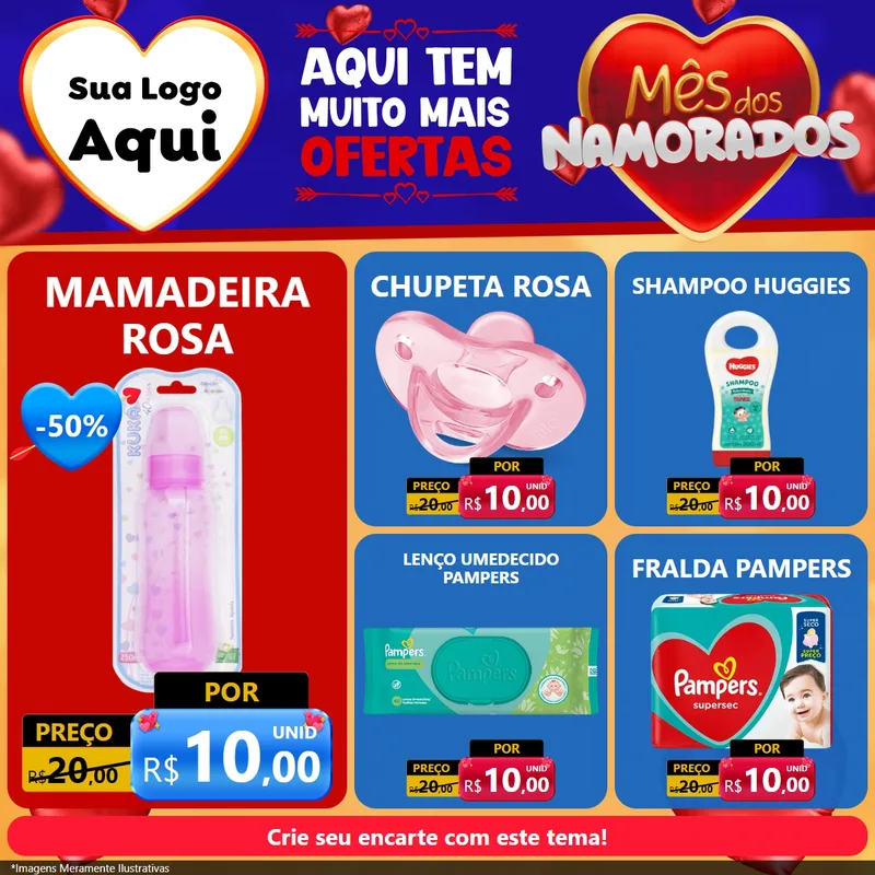 Modelo de Rede Social para Feed Facebook com o tema Mês dos Namorados para Bebês