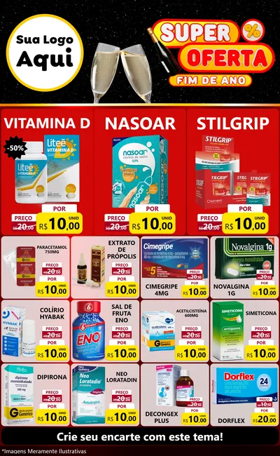 Modelo de Encarte para Encarte Grande com o tema Super Oferta Fim de Ano para Farmácia