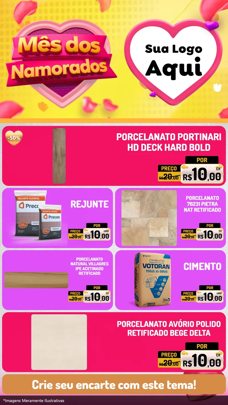 Modelo de TV para TV Vertical com o tema Mês dos Namorados para Pisos e revestimentos