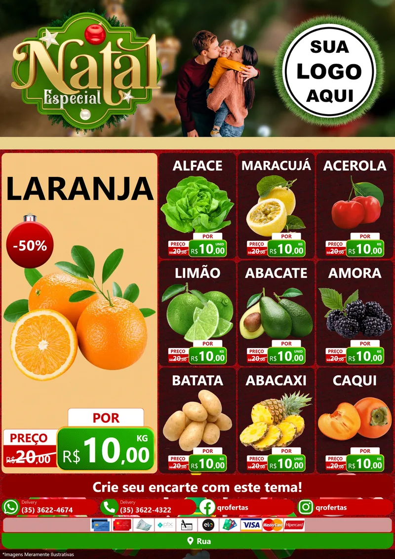 Modelo de Encarte para Encarte A4 Vertical com o tema Natal Especial para Hortifrúti