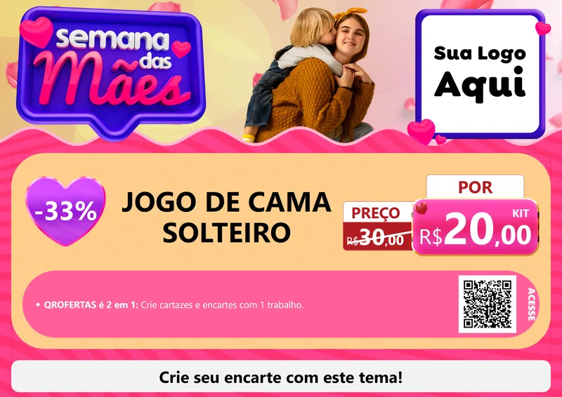 Modelo de Cartaz para Cartaz A4 Horizontal com o tema Semana das Mães para Cama, Mesa e Banho