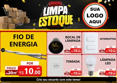 Modelo de Encarte para Encarte A4 Horizontal com o tema Operação Limpa Estoque para Materiais Elétricos