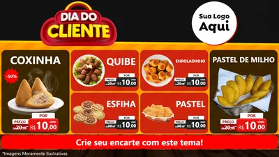 Modelo de TV para TV Horizontal com o tema Dia do Cliente para Salgadaria