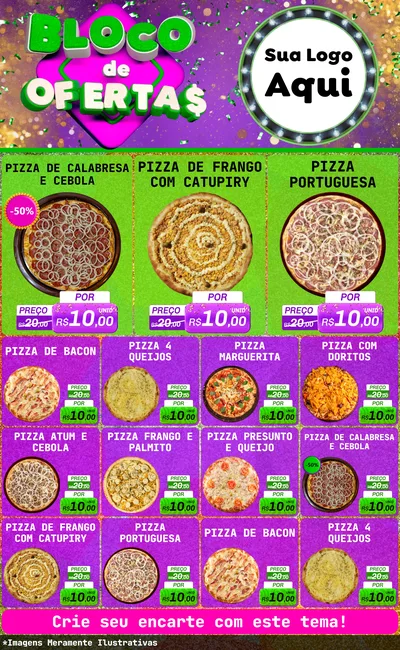 Modelo de Encarte para Encarte Grande com o tema Bloco de Ofertas para Pizzaria
