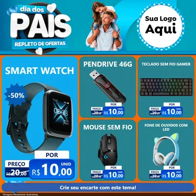 Modelo de Rede Social para Feed Facebook com o tema Dia Dos Pais Repleto de Ofertas para Informática