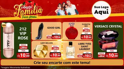 Modelo de TV para TV Horizontal com o tema Alegria em Família Super Ofertas - Natal para Perfumes
