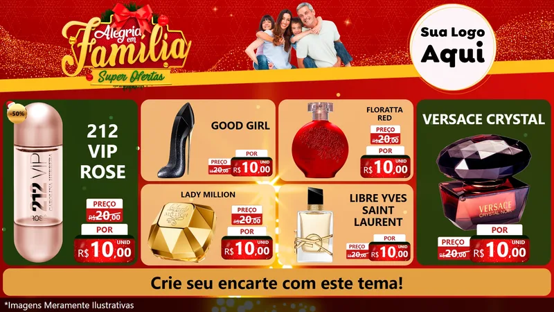 Modelo de TV para TV Horizontal com o tema Alegria em Família Super Ofertas - Natal para Perfumes