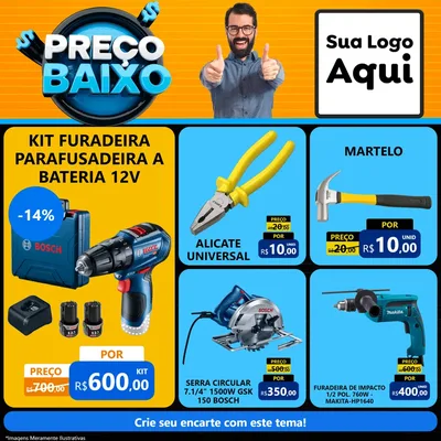Modelo de Rede Social para Feed Facebook com o tema Preço Baixo para Maquinas e Ferramentas