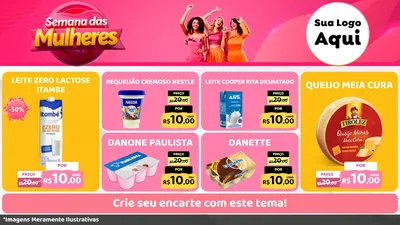 Modelo de TV para TV Horizontal com o tema Semana das Mulheres para Frios e Laticínios