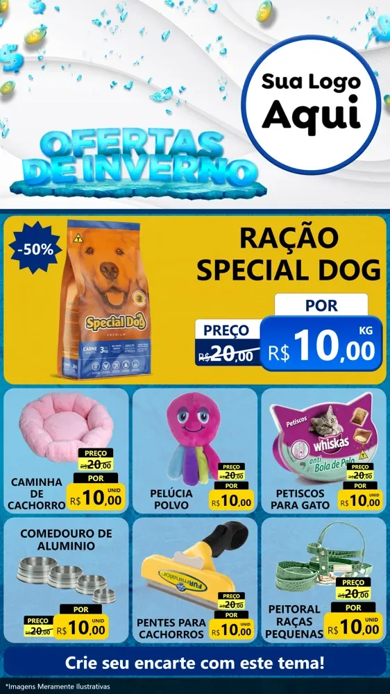 Modelo de Rede Social para Stories com o tema Ofertas de Inverno para Pet Shop