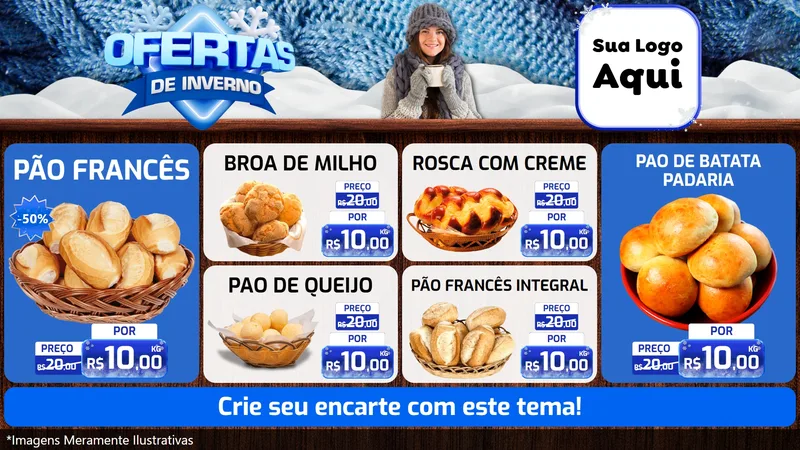 Modelo de TV para TV Horizontal com o tema Ofertas de Inverno para Padaria