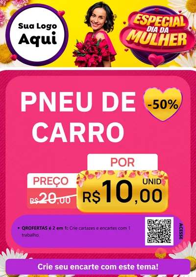 Modelo de Cartaz para Cartaz A4 Vertical com o tema Especial Dia da Mulher para Auto peças
